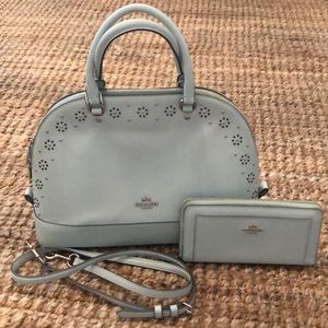 Coach Flower Studded Sierra Satchel and Wallet